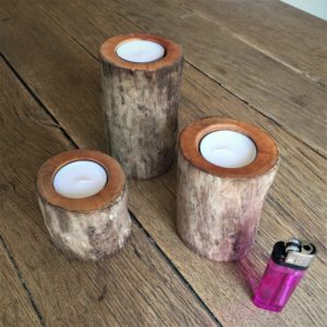Lot 3 Bougeoirs en bois flotté