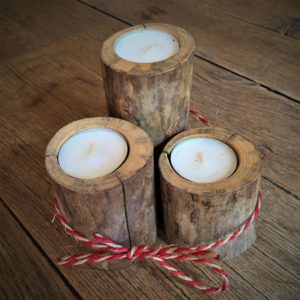 Lot 3 Bougeoirs en bois flotté